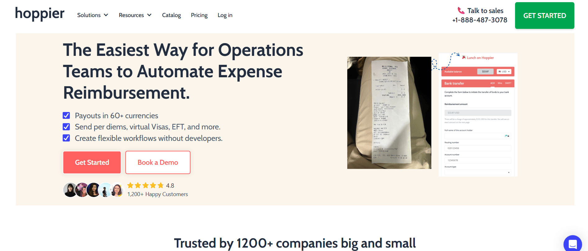 Hoppier expense management page