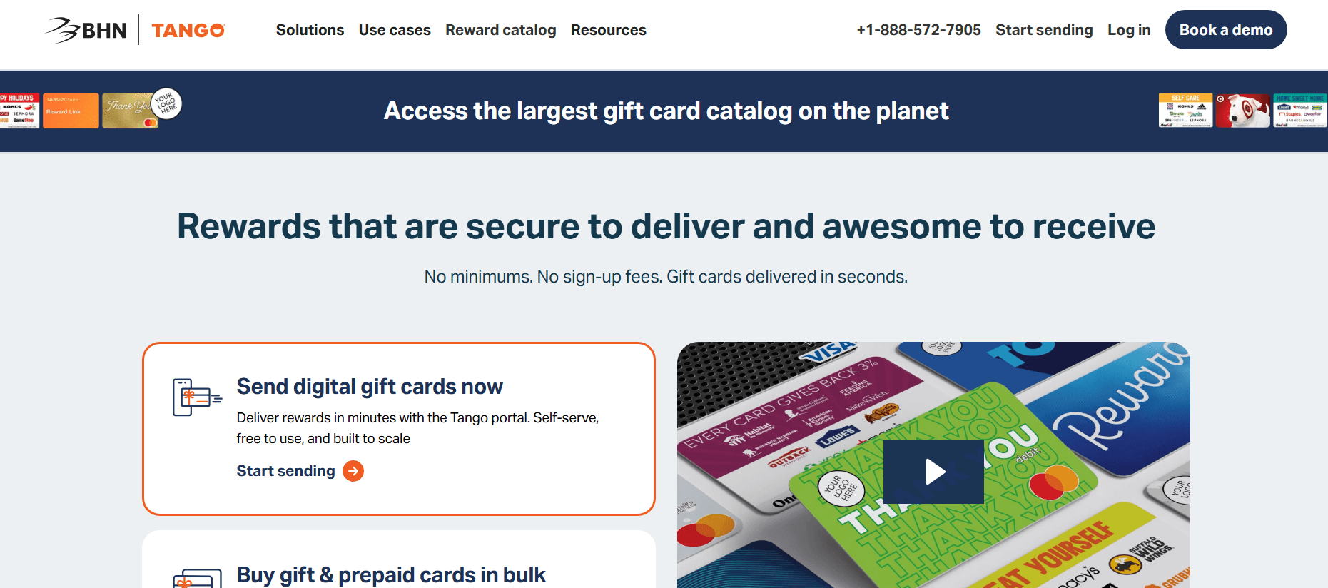 Tango Card homepage