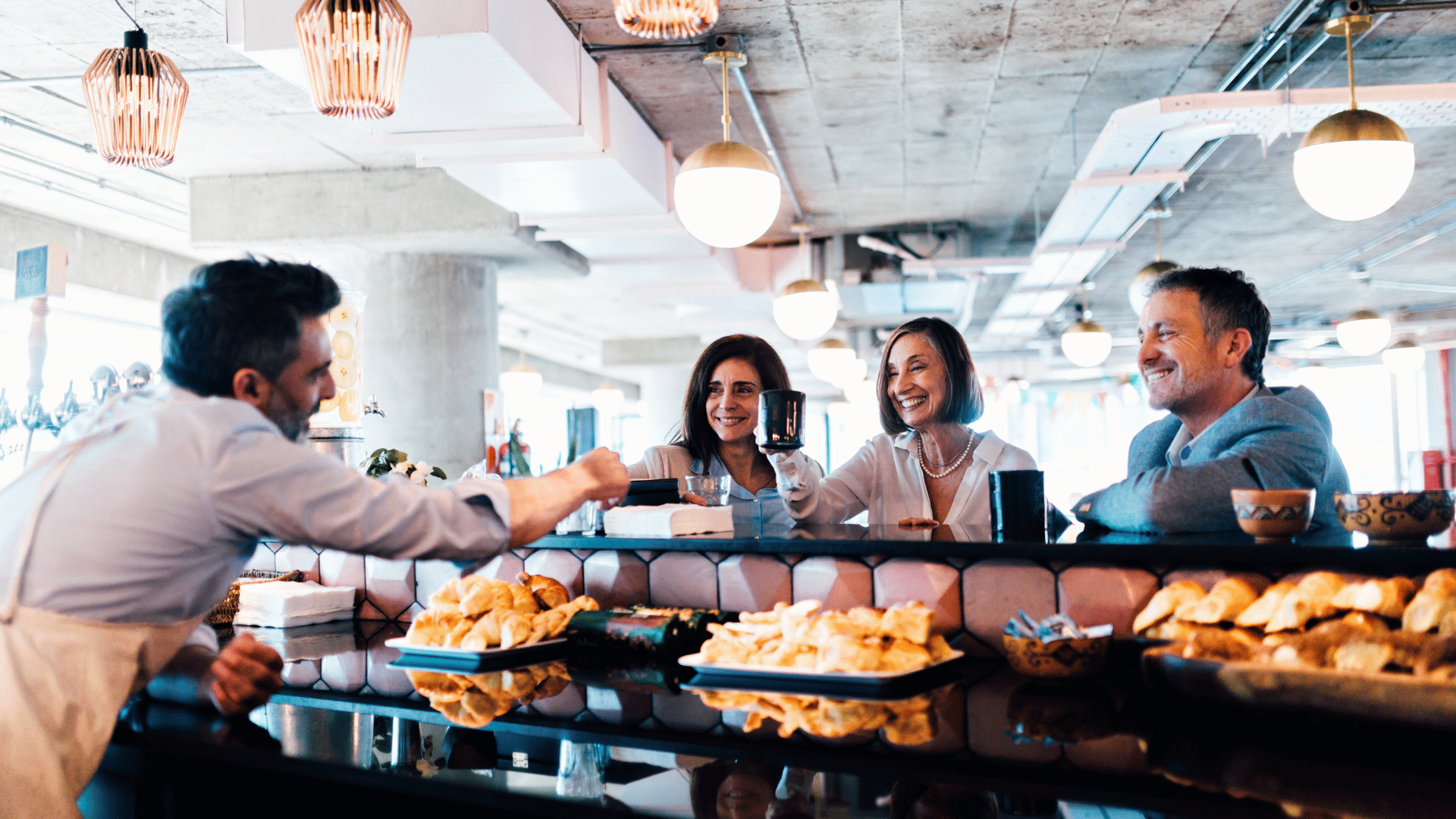 Employees dining at a cafeteria