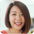 Female customer with positive review