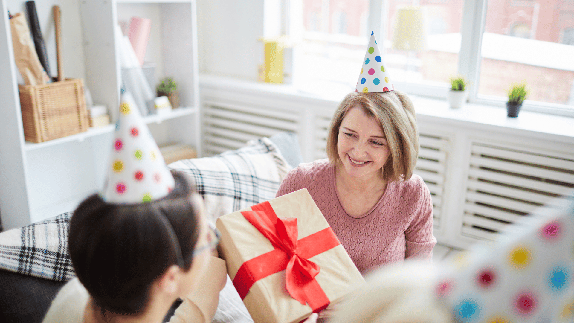 Employee giving a gift to a coworker