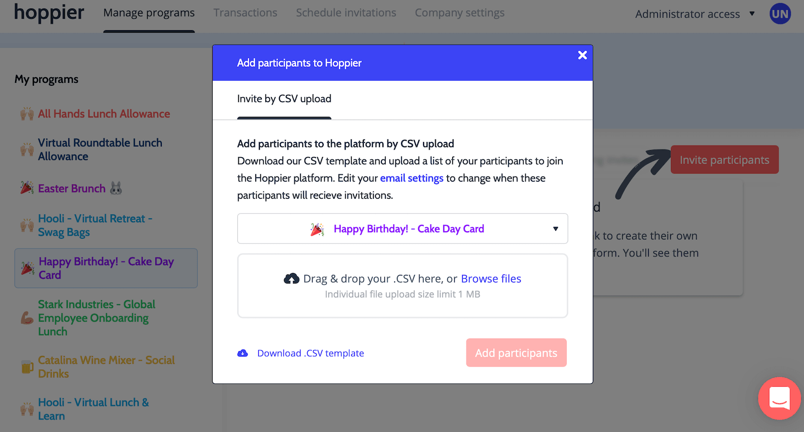 Virtual party credit card invitation options