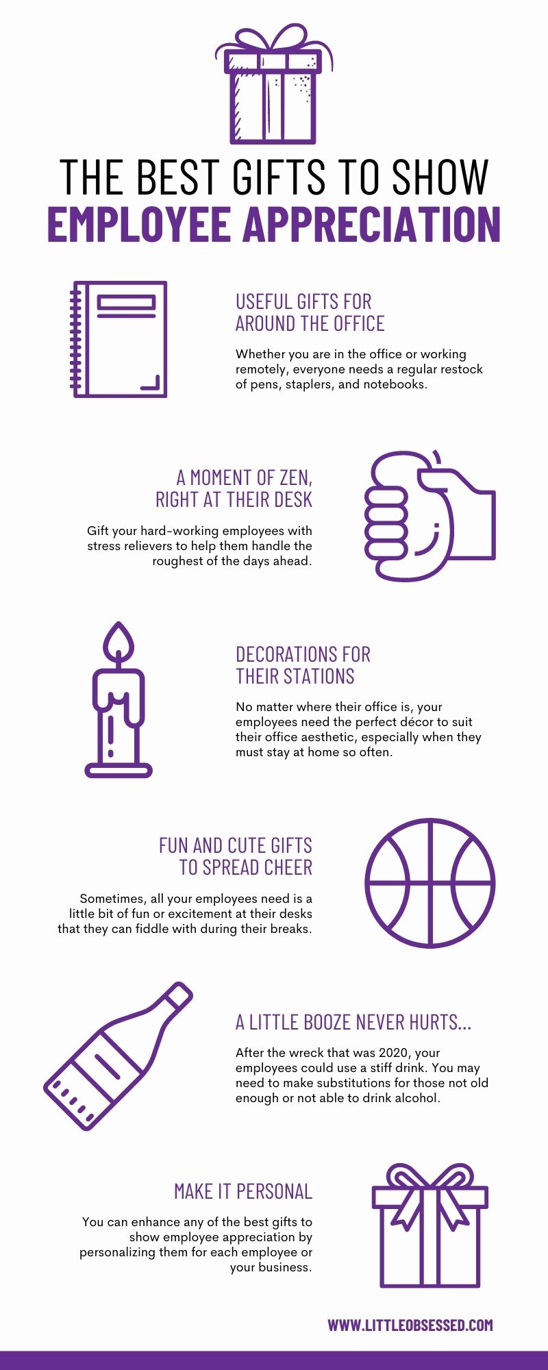Infographic: the best gifts to show employee appreciation, from office supplies to personalized gifts