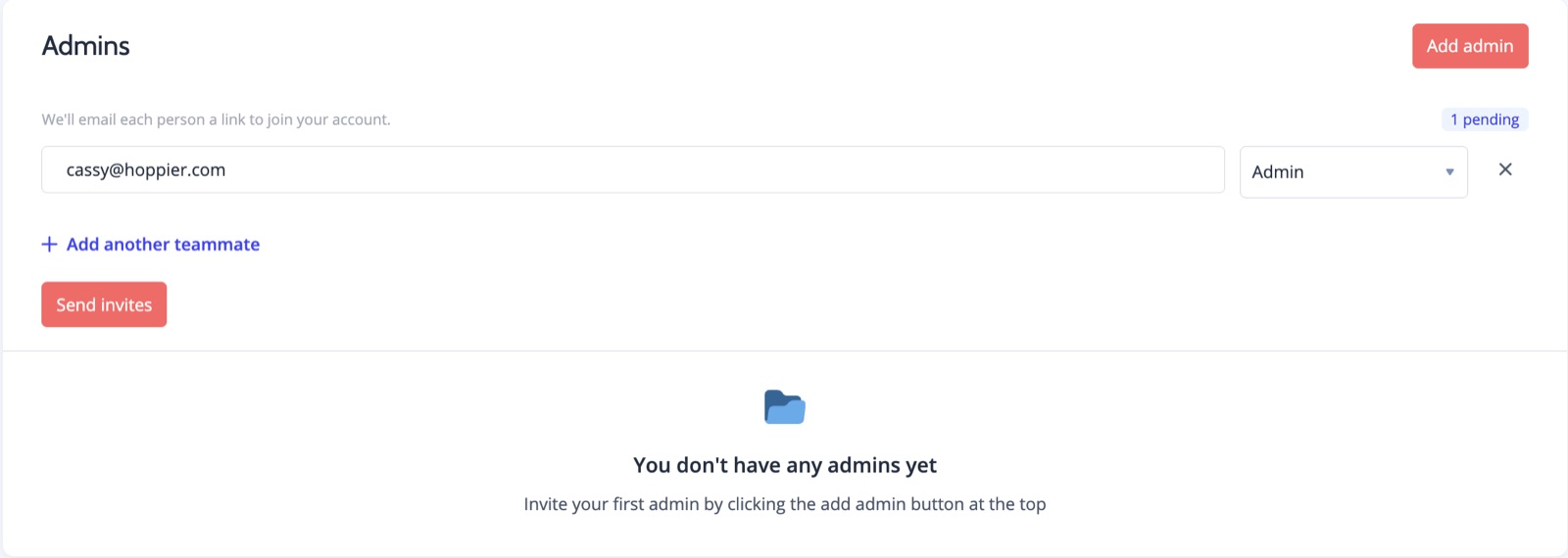 Adding a second full admin to a Hoppier account