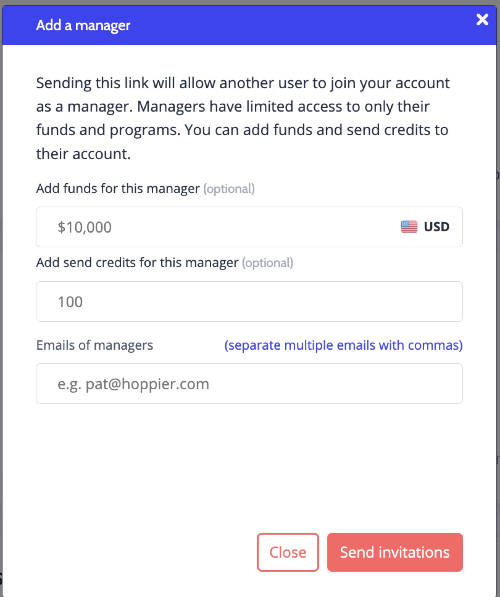 Adding a manager with their own walled-off budget