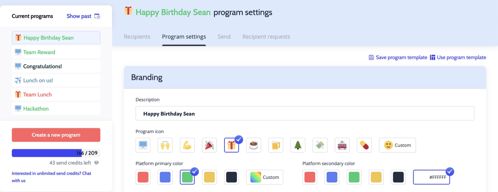 Naming and branding an employee birthday gift program in Hoppier