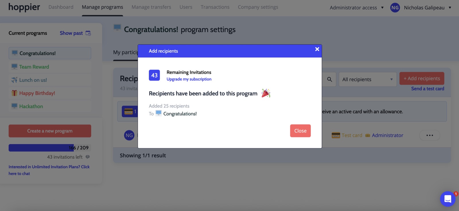 Reviewing recipients before sending bulk gift cards