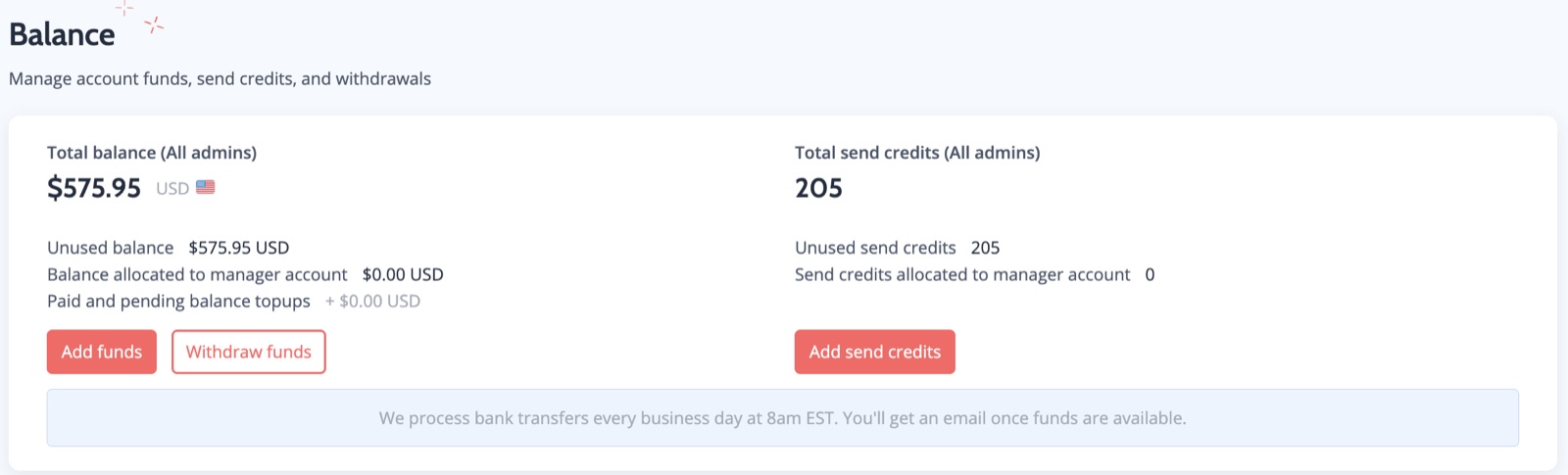 The Hoppier balance screen: unclaimed and partially-unspent funds stay with you