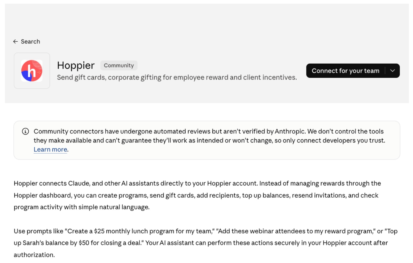 Sending and tracking gift cards with Claude or ChatGPT using the Hoppier MCP